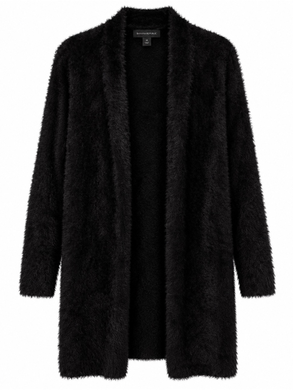 Banana Republic Open-Front Eyelash Fuzzy Cardigan Sweater – Black, Size M